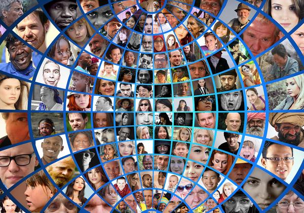 Montage of many faces 